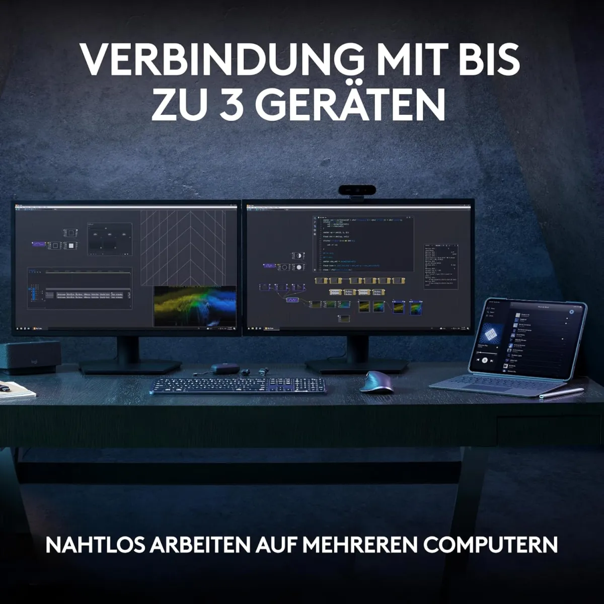 Logitech MX Keys S kabellose Tastatur, Low Profile, Fluid Quiet Typing, Programmable, Backlighting, Bluetooth, USB C Rechargeable, für Windows PC, Linux, Chrome, Mac, Deutsches QWERTZ - Grau — Bild 4