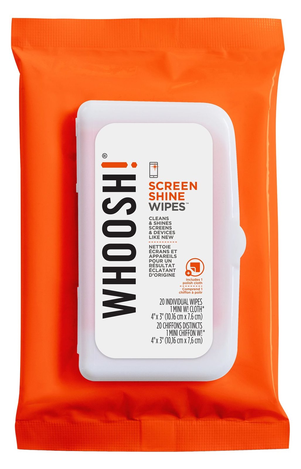 WHOOSH! Screen Shine Wipes - Geräte-Reinigungstücher - Handy/Smartphone - Orange - Universal - 101,6 mm - 76 mm