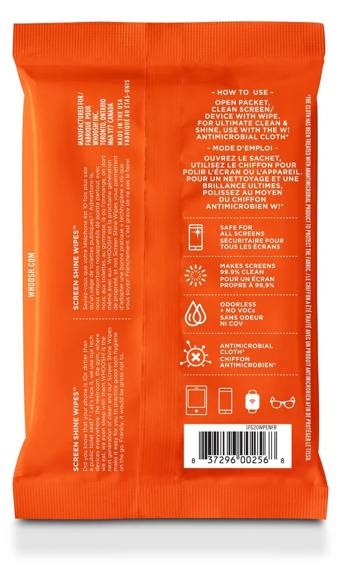 WHOOSH! Screen Shine Wipes - Geräte-Reinigungstücher - Handy/Smartphone - Orange - Universal - 101,6 mm - 76 mm, Ansicht 2