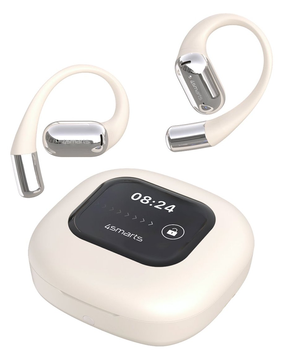 4smarts Open-Ear Bluetooth Kopfhörer SkyBuds AI Screen Beige - Kopfhörer