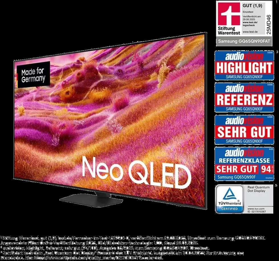 Samsung Neo QLED 4K QN90F 65 Zoll (163 cm) Mini LED Fernseher, Antireflexion, NQ4 AI Gen3 Prozessor, Neo Quantum HDR+, 4K Upscaling Pro, Dolby Atmos, Knox Security, Samsung Vision AI Smart TV — Bild 3