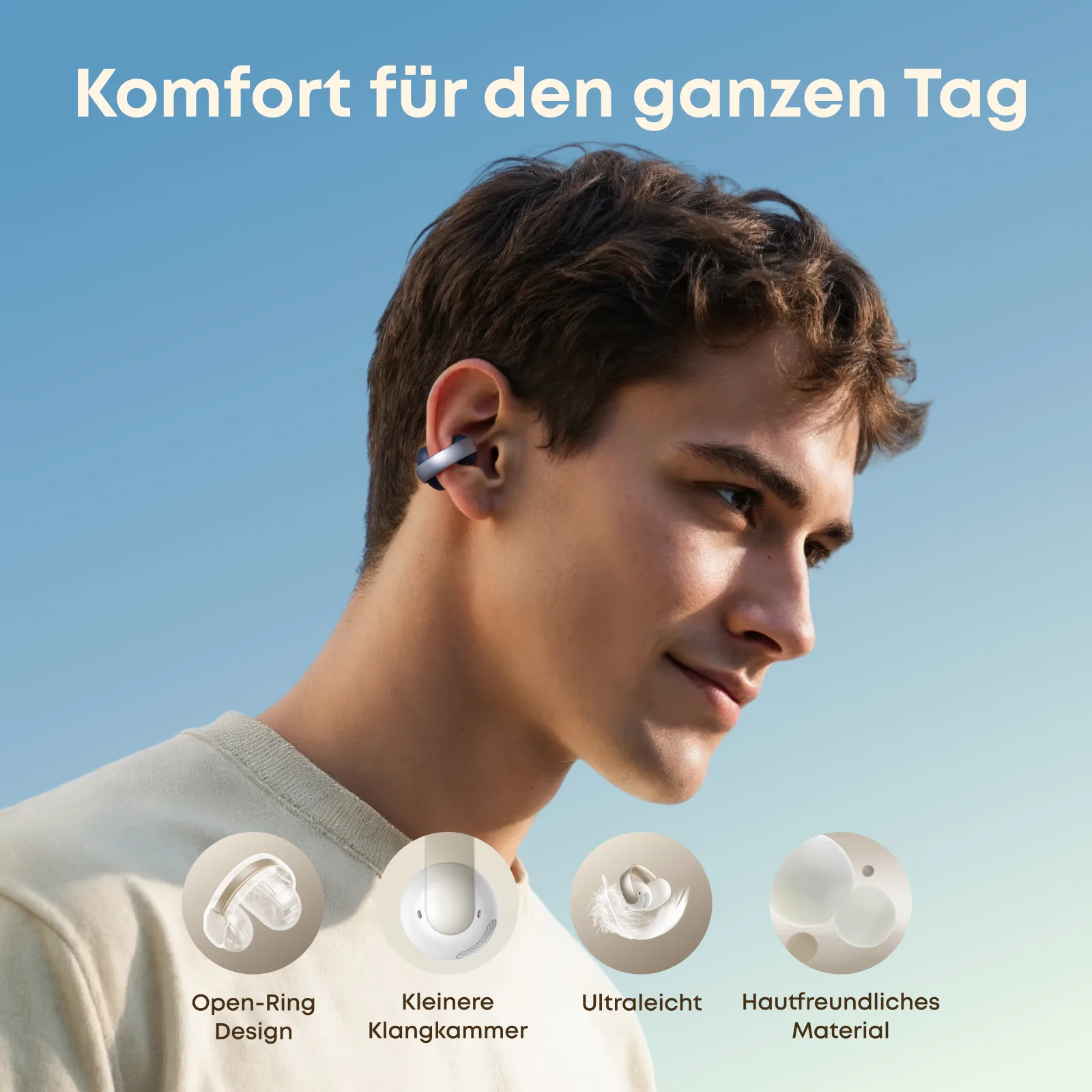 Anker Innovations Anker Soundcore Aeroclip - True Wireless-Kopfhörer mit Mikrofon - blau, Ansicht 2