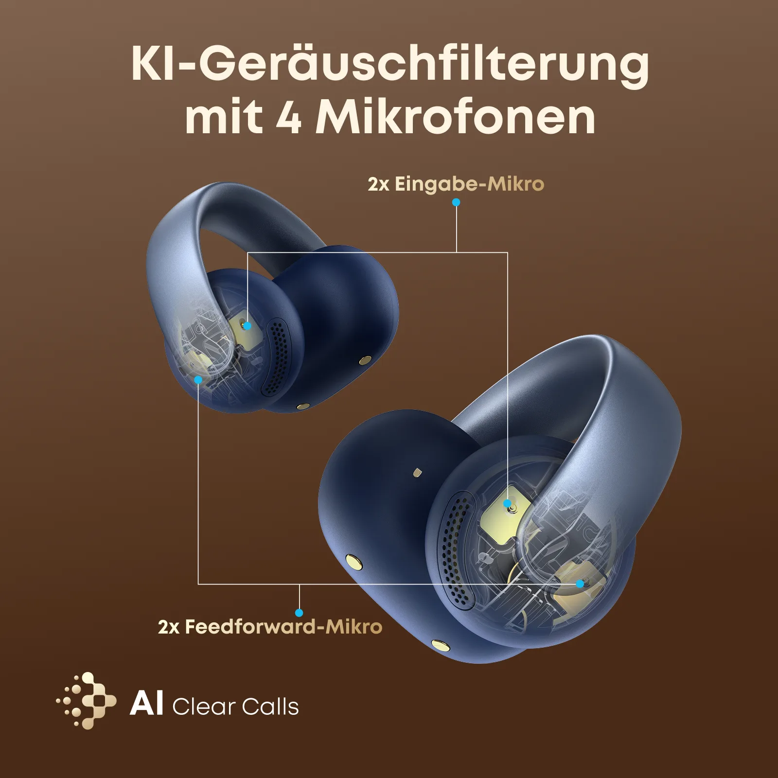 Anker Innovations Anker Soundcore Aeroclip - True Wireless-Kopfhörer mit Mikrofon - blau, Ansicht 3