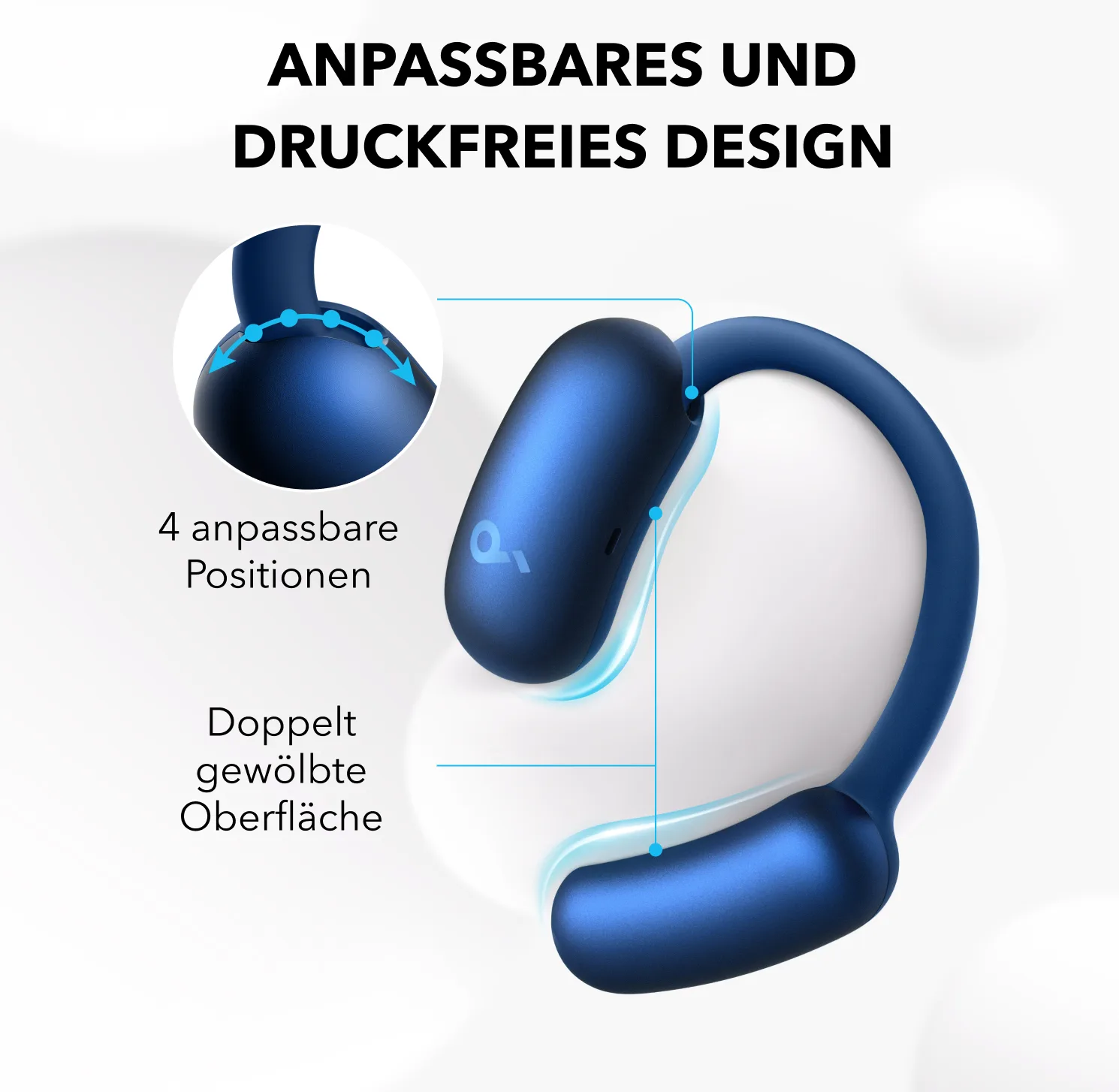 Anker Innovations Soundcore AeroFit 2 - True Wireless-Kopfhörer mit Mikrofon - Blau, Ansicht 3