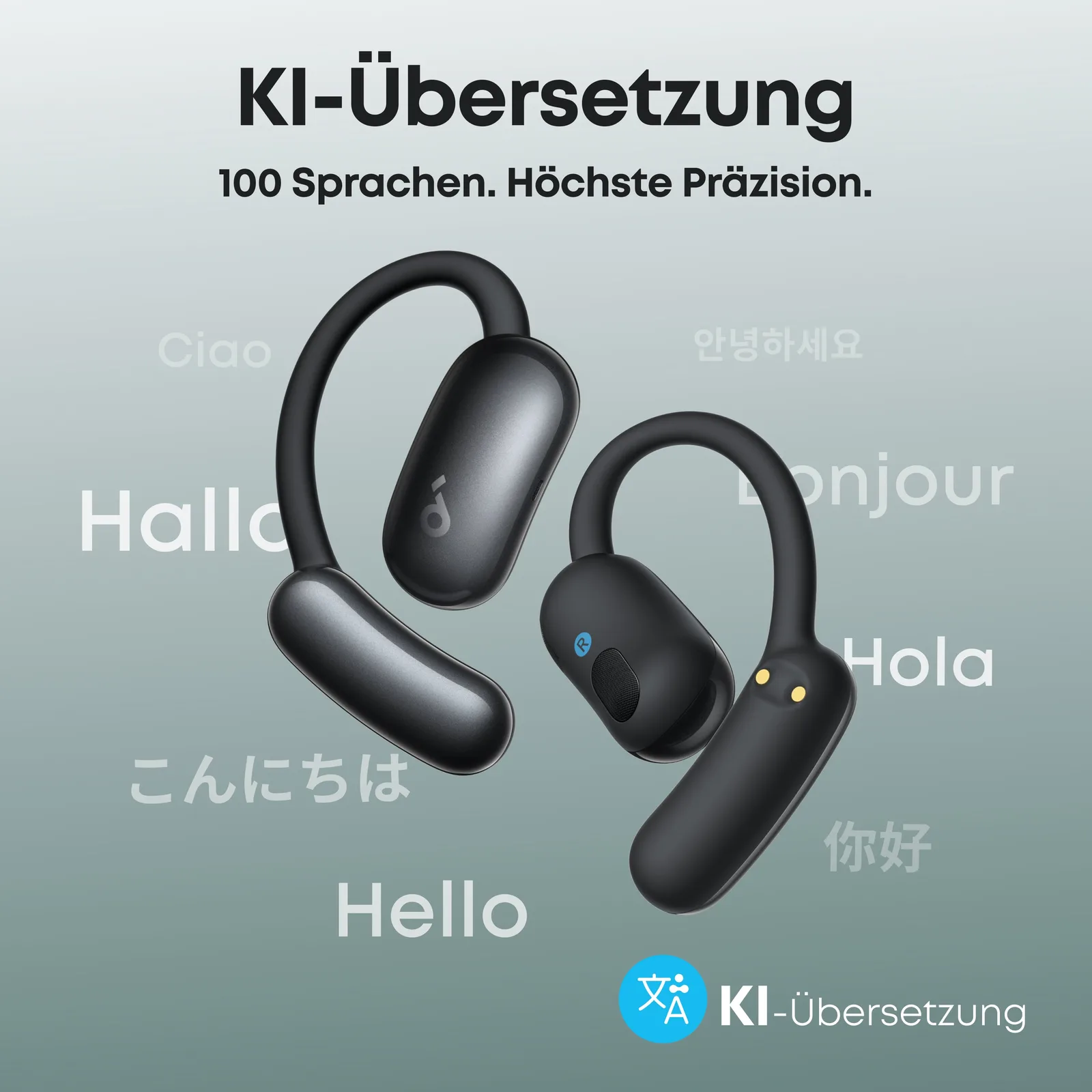 Anker Innovations Soundcore AeroFit 2 AI black Open-Ear-Kopfhörer 35 Stunden Wiedergabezeit IP55 inkl. - Kopfhörer, Ansicht 2