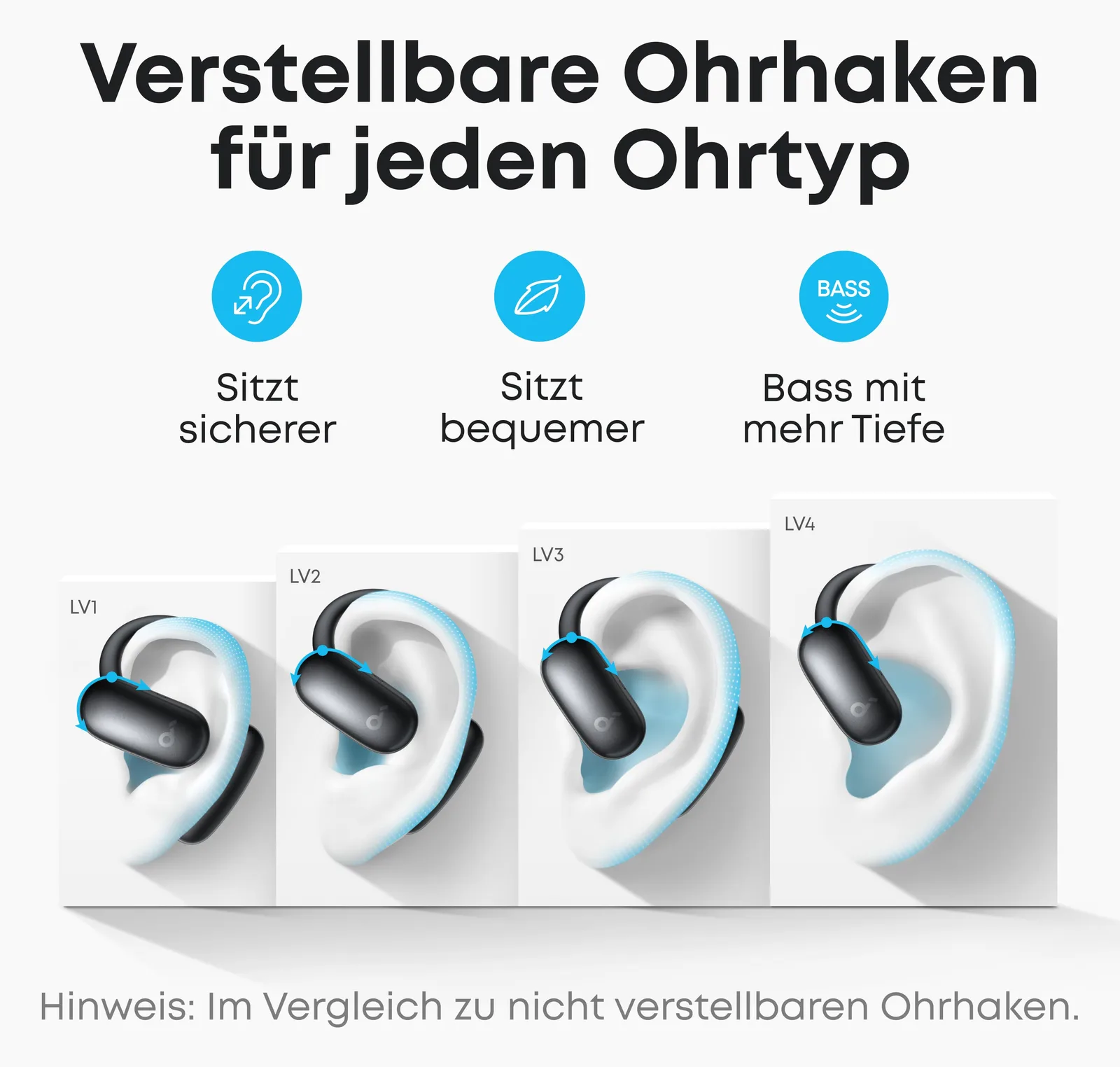 Anker Innovations Soundcore AeroFit 2 AI black Open-Ear-Kopfhörer 35 Stunden Wiedergabezeit IP55 inkl. - Kopfhörer, Ansicht 3