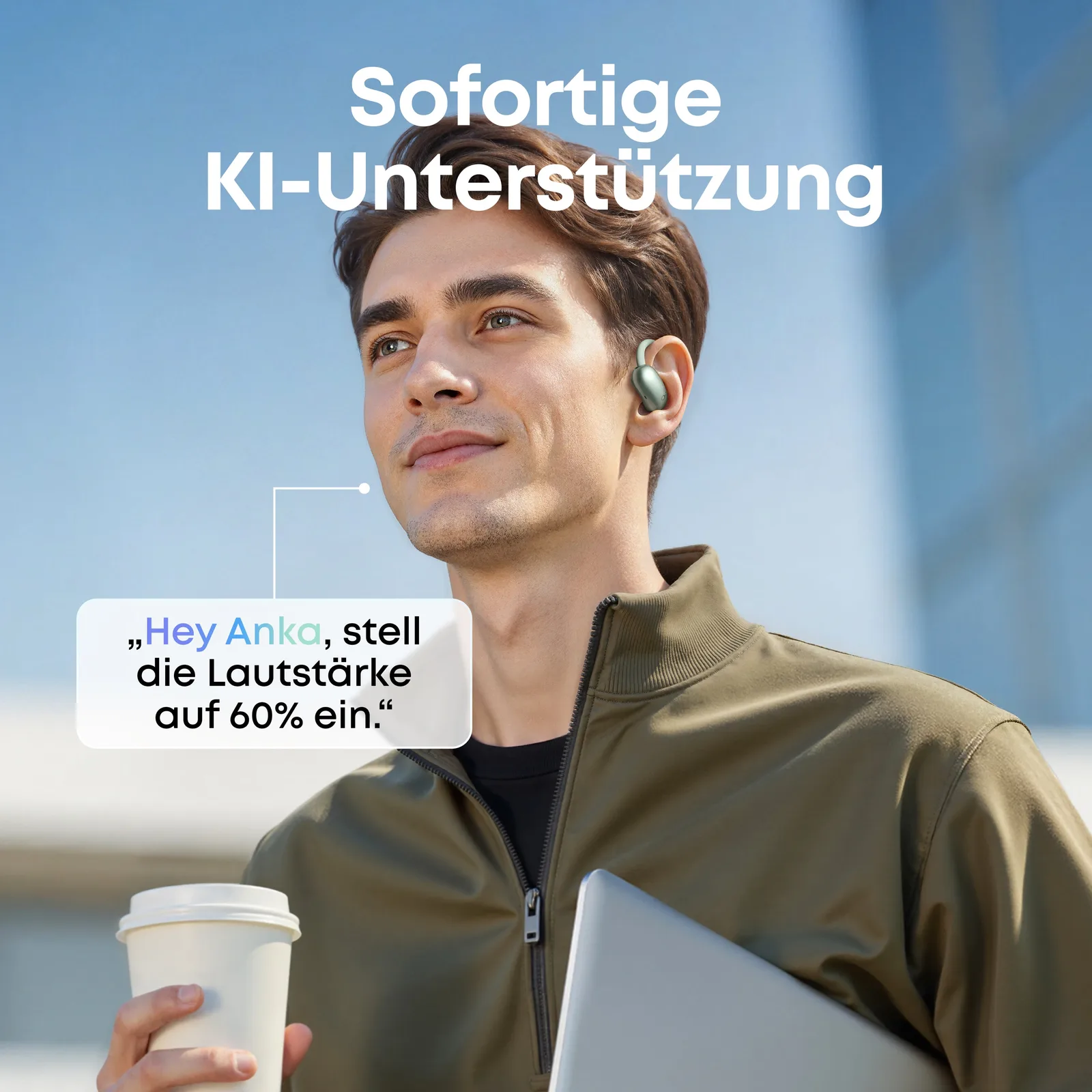 Anker Innovations Soundcore AeroFit 2 AI green Open-Ear-Kopfhörer 35 Stunden Wiedergabezeit IP55 inkl. - Kopfhörer, Ansicht 4
