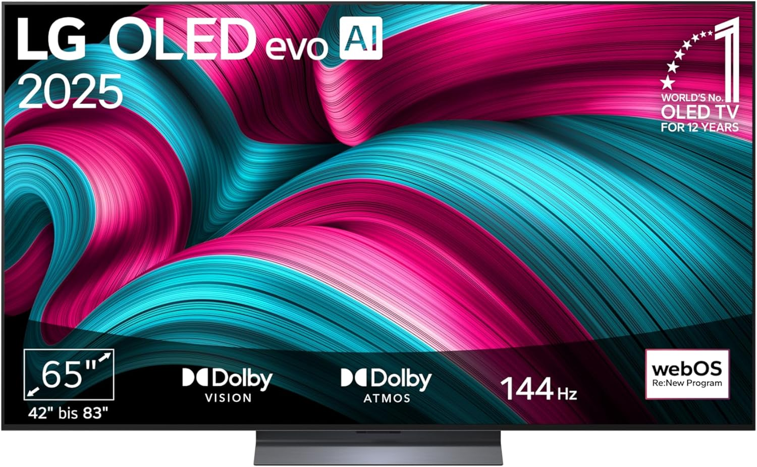 LG OLED65C5ELB TV 65 Zoll (165 cm) 4K OLED evo AI TV (α9 Gen8 4K AI Prozessor, webOS 25, 120Hz (VRR bis zu 144Hz)) [Modelljahr 2025]