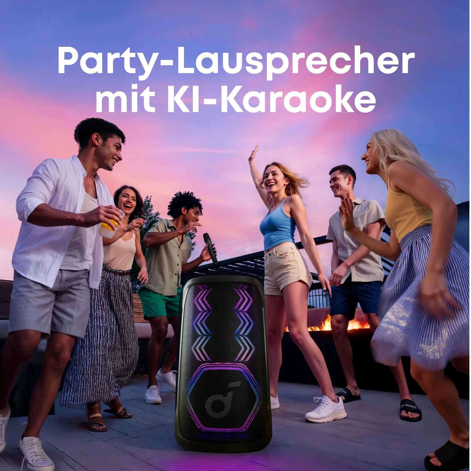 Anker Innovations Soundcore Rave 3S Bluetooth Partybox AI Karaoke IPX4 Beat-synced Lichtshow - Mikrofon, Ansicht 2