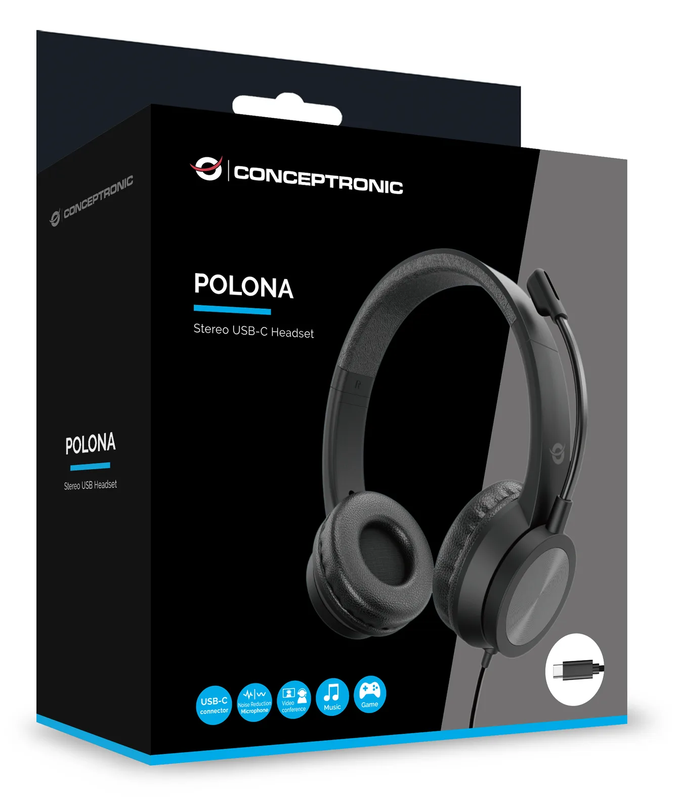 Conceptronic Headset Stereo USB-C/Mikro/Bedien./ANC - Headset - 22 KHz, Ansicht 2