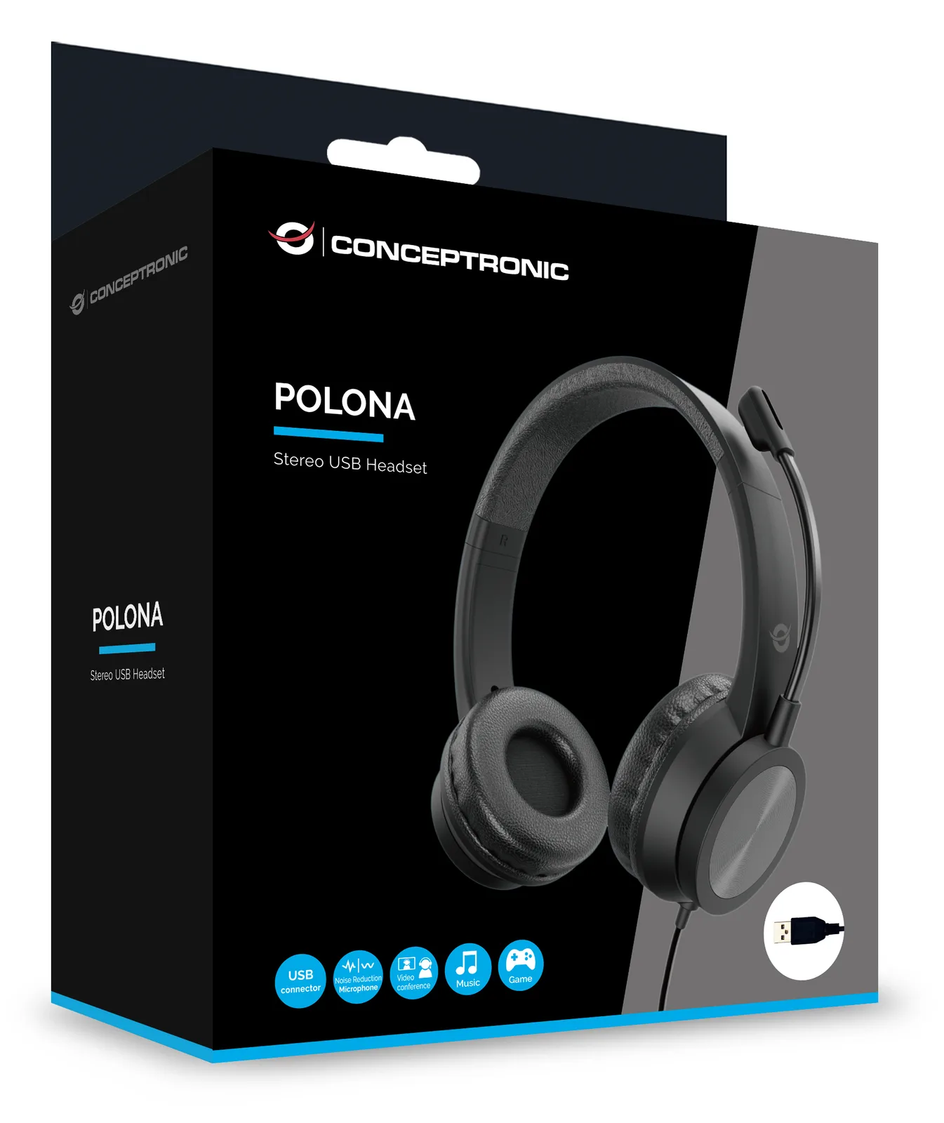 Conceptronic POLONA05B Stereo USB Headset - Headset - 22 KHz, Ansicht 2