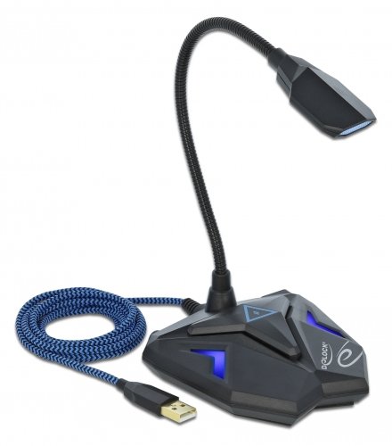Delock Desktop USB Gaming Microphone with Gooseneck and Mute Button