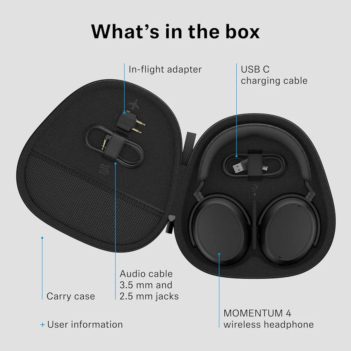 Sennheiser MOMENTUM 4 Wireless Noise Cancelling Headphones – Bluetooth Kopfhörer Headset für kristallklare Anrufe mit adaptiver Geräuschunterdrückung, Over-Ear, 60 h Akku, faltbar, weiß — Bild 3