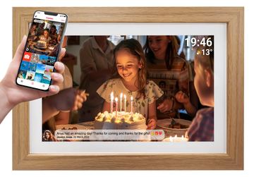 Inter Sales Bilderrahmen 15" Holzrahmen hell PFF-1543LW wifi - MP3-Player - 16 GB von LumaTech
