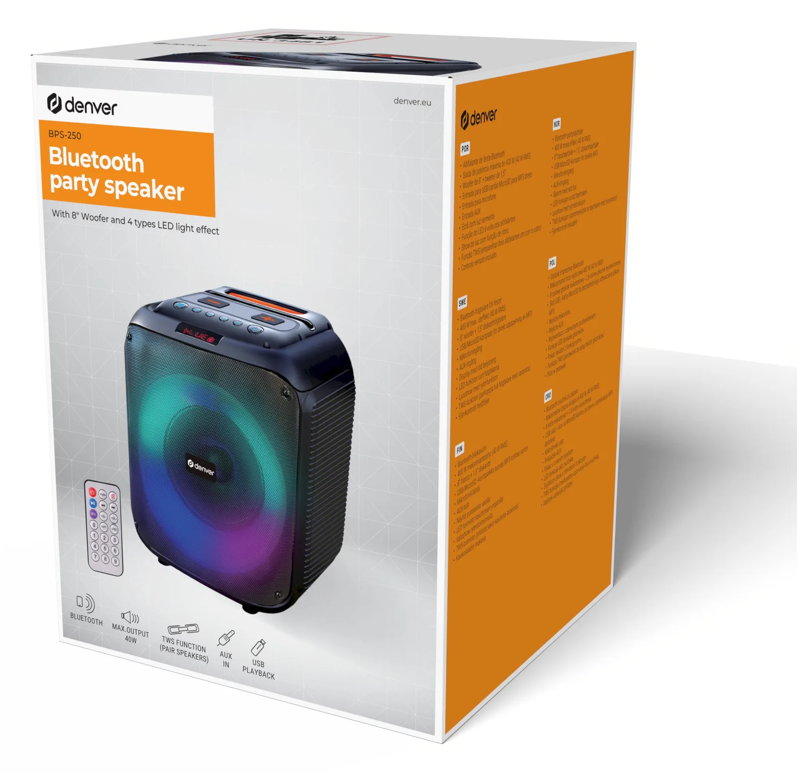 Inter Sales DENVER BPS-250 - Party-Soundsystem - kabellos, Ansicht 4