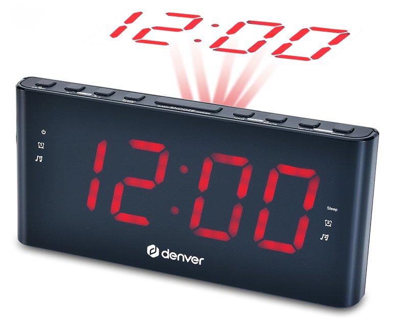 Inter Sales Denver CPR-710 - Digitaler Wecker - Rechteck - Schwarz - PLL - Radio/Summer - Zeit
