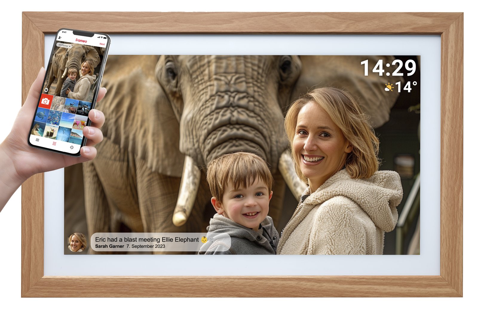 Inter Sales PFF-2162LW 21.5'' digitaler Bilderrahmen holzoptik - Digitaler Foto-Rahmen - 32 GB