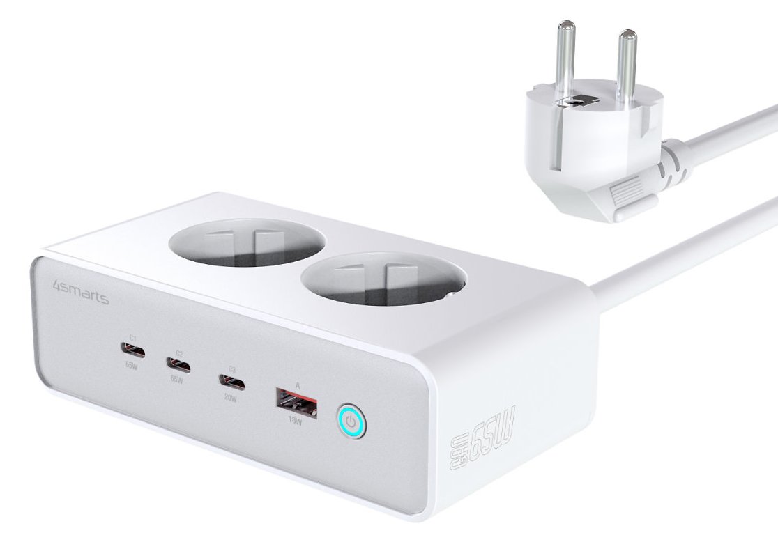 4smarts Desk Charger GaN 65W mit AC-Steckdosen