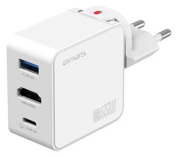 4smarts Netzladegerät GaN Flex HDMI 65W weiß von LumaTech
