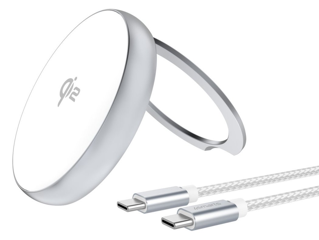 4smarts Qi2 Charger Kickstand. silber/wei