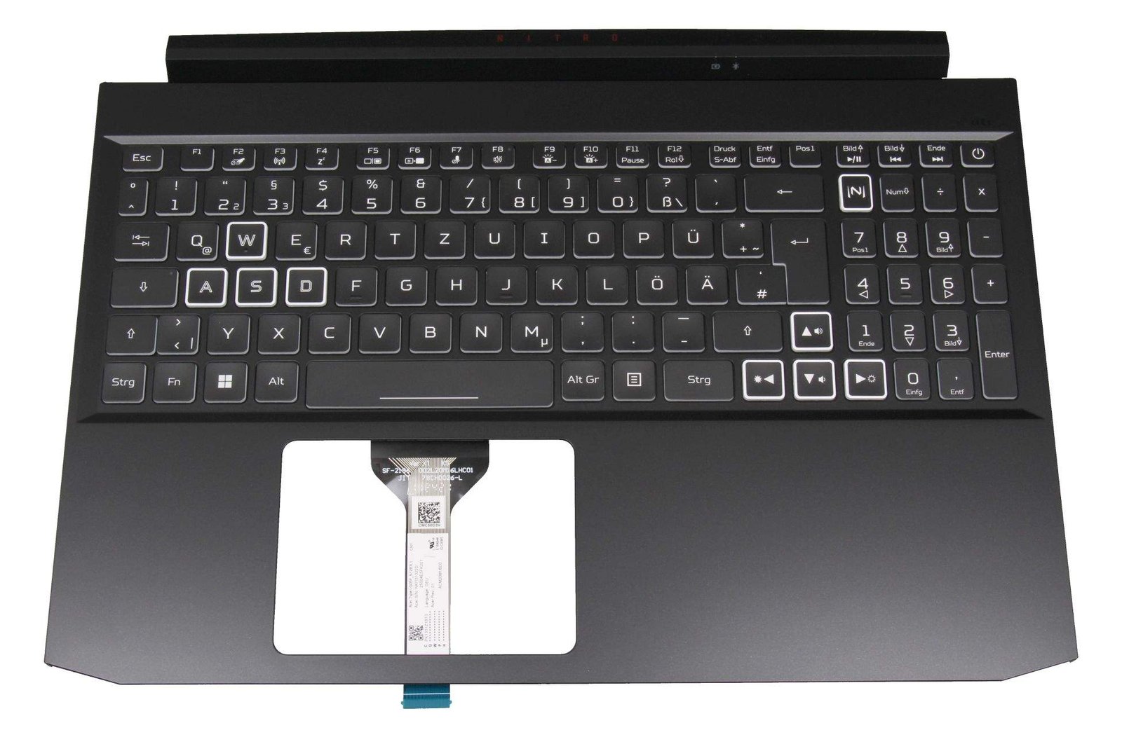 Acer 6B.QBCN2.014 Tastatur inkl. Topcase schwarz/weiss/schwarz mit - Tastatur - TL: Deutsch, QWERTZ