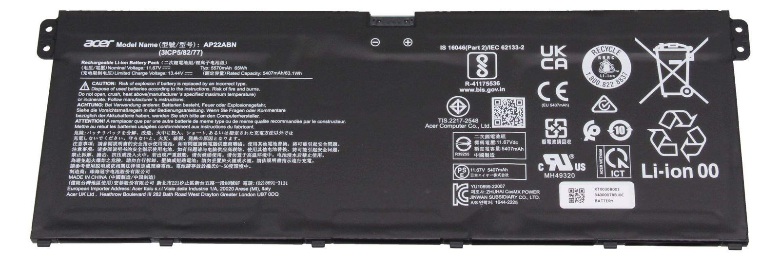 Acer Battery.5570Mah.3S1P.Ap22Abn