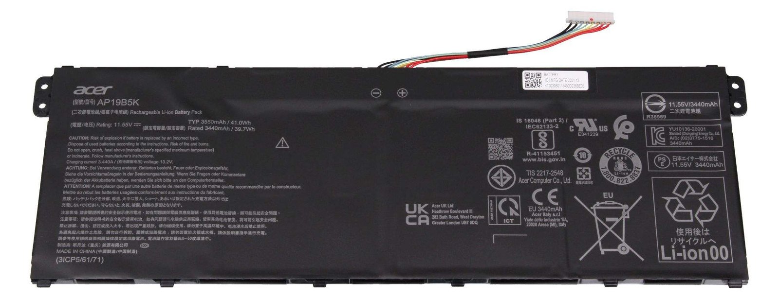Acer KT.00305.011 Akku 41Wh Original Typ AP19B5K - Batterie - 3.550 mAh