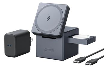 Anker Innovations Anker 3-in-1 Cube - Kabelloses Ladegerät - mit MagSafe + AC-Netzteil von LumaTech