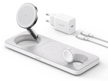 Anker Innovations MagGo Magnetic Wireless Charger 15W 3-in-1 Pad White von LumaTech