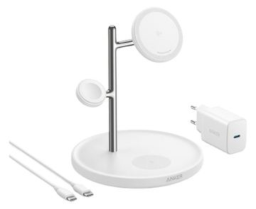 Anker Innovations MagGo Magnetic Wireless Charger 15W 3-in-1 Stand White EU Plug von LumaTech