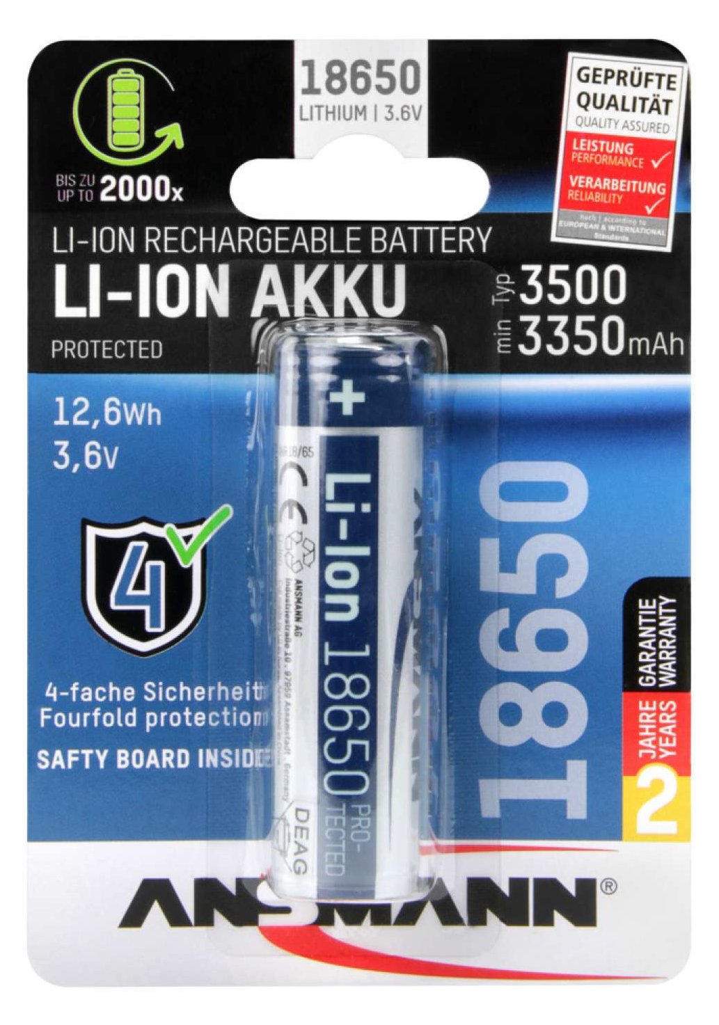 Ansmann 1307-0001 - Wiederaufladbarer Akku - Lithium-Ion (Li-Ion) - 3,6 V - 1 Stück(e) - 3500 mAh - 12,6 Wh