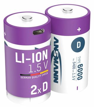 Ansmann 1314-0005 Li-Ion Akkus Mono D Typ 6000 - Akku - Mono (D) von LumaTech