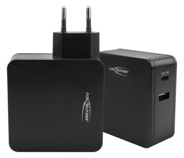 Ansmann 254PD - Netzteil - 60 Watt - PD, QC 3.0 - 2 Ausgabeanschlussstellen (USB, 24 pin USB-C) von LumaTech