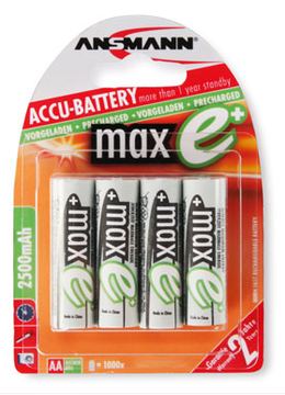 Ansmann Batterie 4 x AA-Typ - NiMH - (wiederaufladbar) - 2500 mAh von LumaTech
