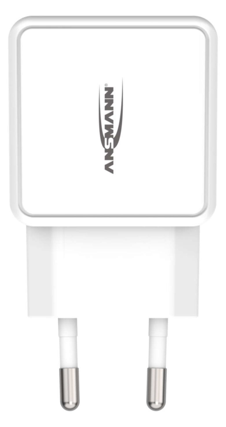 Ansmann HC218PD - Netzteil - 18 Watt - 3000 mA - PD, QC 3.0 - 2 Ausgabeanschlussstellen (USB, 24 pin USB-C) - Weiß