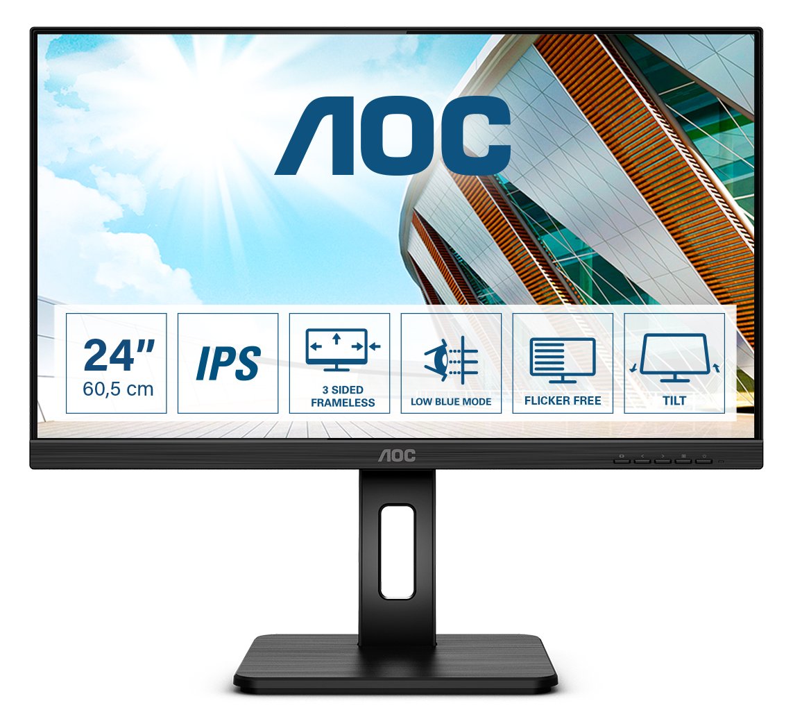 AOC Q24P2Q - LED-Monitor - 60.5 cm (23.8) - 2560 x 1440 QHD @ 75 Hz