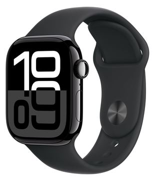 Apple Watch Series 10 (GPS + Cellular) - 42 mm - Jet Black Aluminium - mit Sportband - schwarz - Bandgröße: M/L von LumaTech