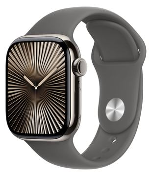 Apple Watch Series 10 (GPS + Cellular) - 42 mm - natürliches Titan - mit Sportband - Stone Gray - Bandgröße: M/L von LumaTech