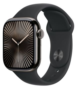 Apple Watch Series 10 (GPS + Cellular) - 42 mm - Schiefertitan - mit Sportband - schwarz - Bandgröße: M/L von LumaTech