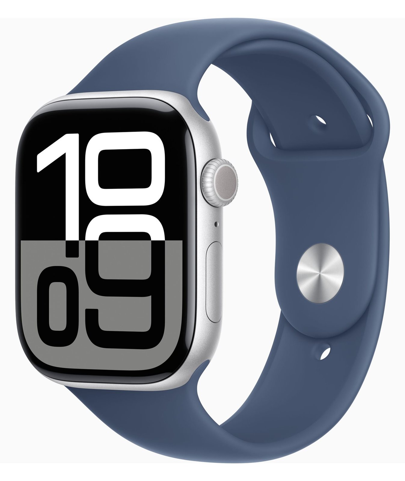 Apple Watch Series 10 (GPS + Cellular) - 46 mm - Aluminium - Silber - mit Sportband - Denim - Bandgröße: M/L