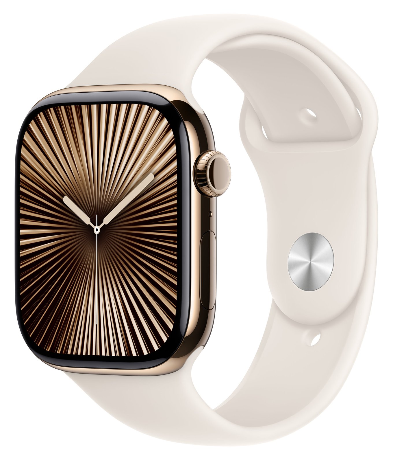 Apple Watch Series 10 (GPS + Cellular) - 46 mm - Gold Titan - mit Sportband - Starlight - Bandgröße: S/M
