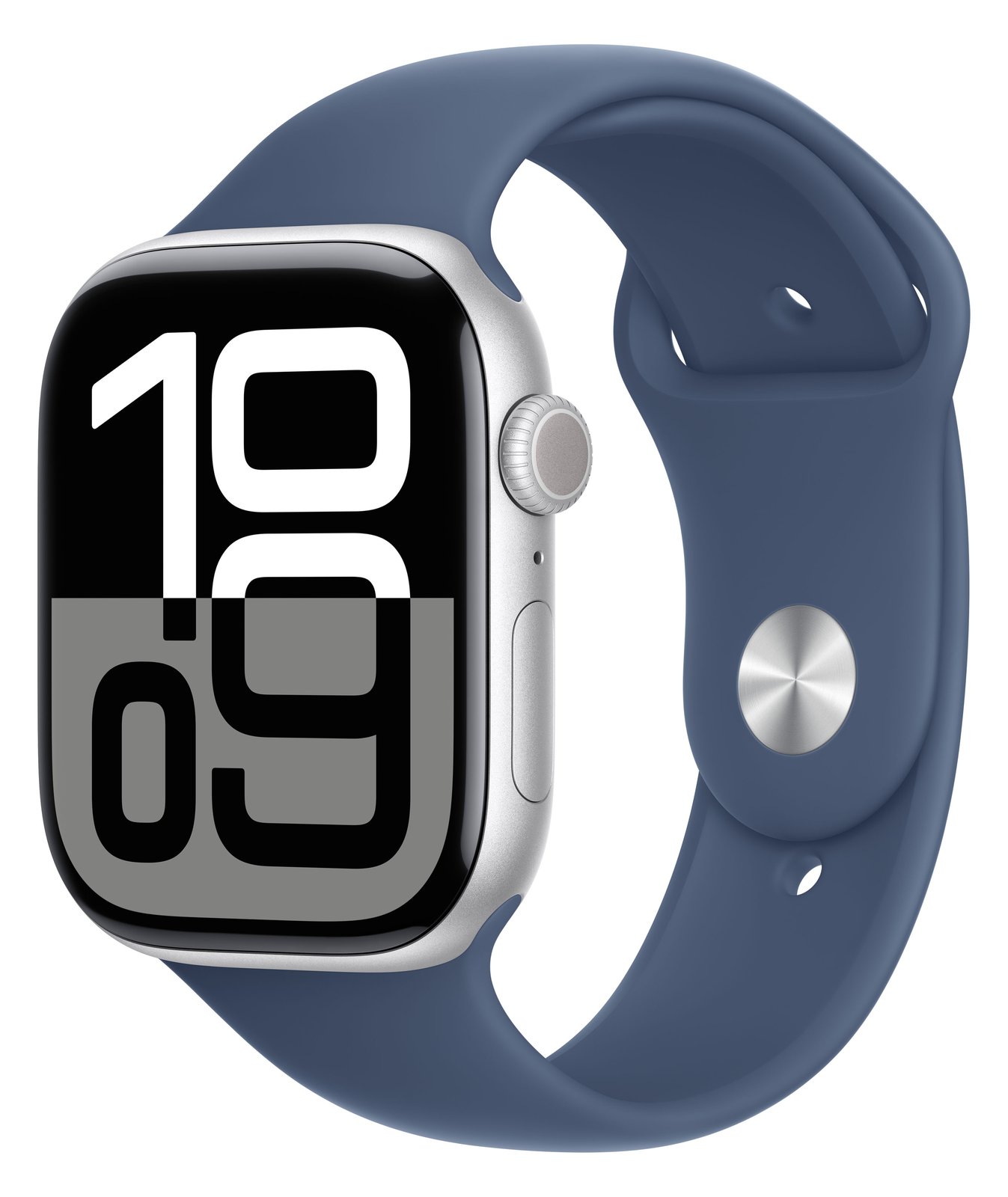 Apple Watch Series 10 (GPS) - 46 mm - Aluminium, Silber - mit Sportband - Denim - Bandgröße: M/L