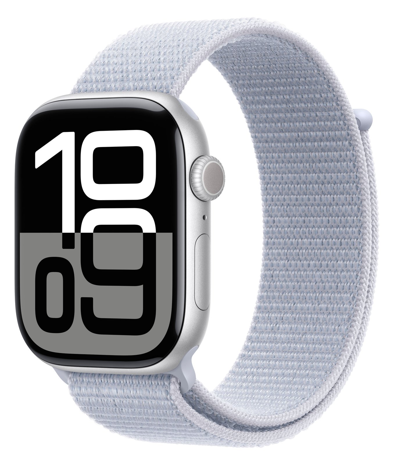 Apple Watch Series 10 (GPS) - 46 mm - Aluminium, Silber - mit Sportschleife - blaue Wolke - Handgelenkgröße: 130-200 mm
