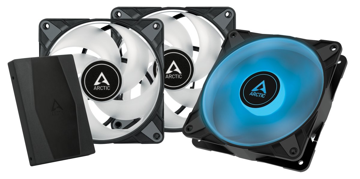 ARCTIC P12 PWM PST RGB 0dB schwarz, LED-Steuerung, 120mm, 3er-Pack