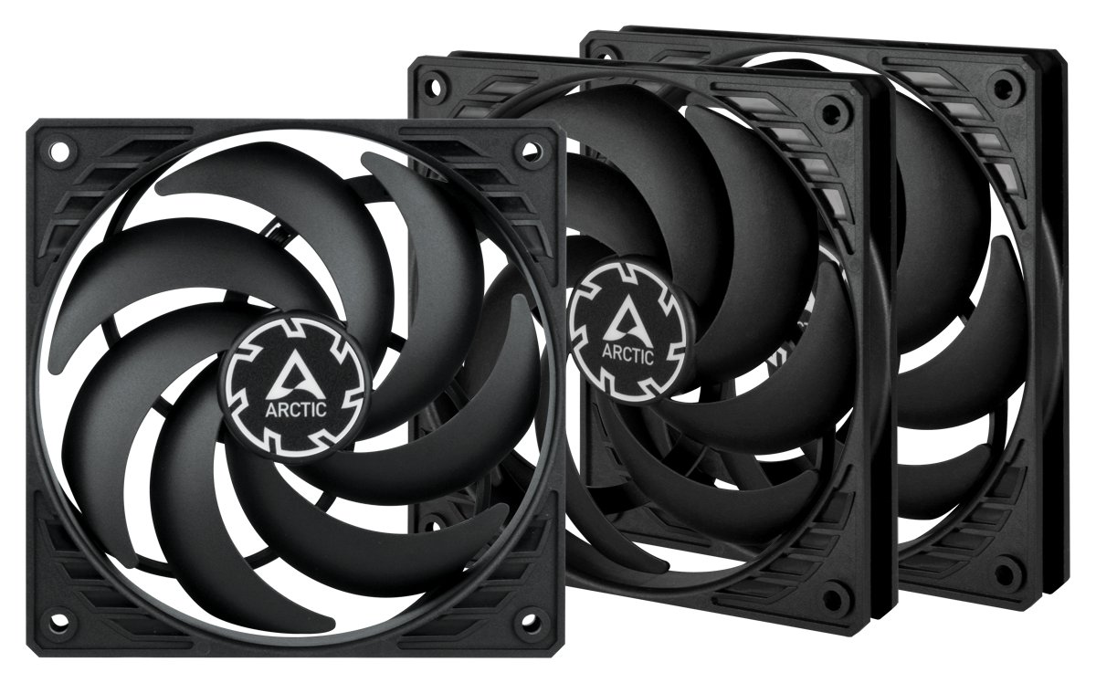 Arctic P12 Slim PWM PST - Gehäuselüfter - 120 mm - Schwarz (Packung mit 3)