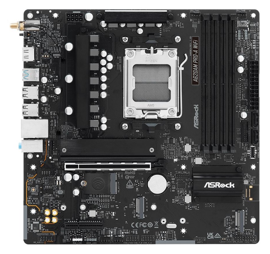 ASRock A620AM Pro-A WiFi - Motherboard - micro ATX - Socket AM5 - AMD A620A Chipsatz - 2.5 GB LAN, Wi-Fi, Bluetooth
