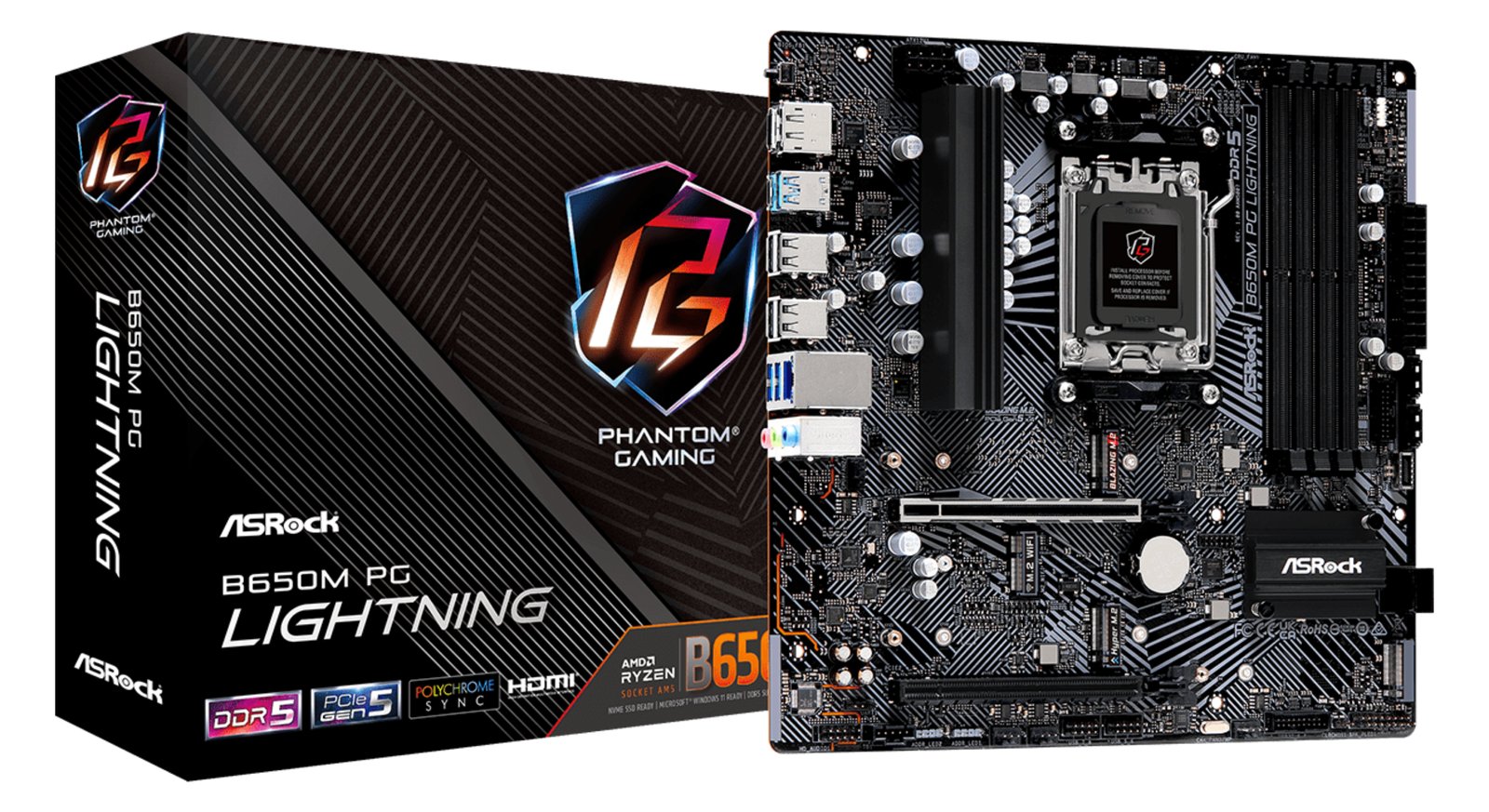 ASRock B650M PG Lightning - Motherboard - micro ATX - Socket AM5 - AMD B650 Chipsatz - USB 3.2 Gen 1, USB 3.2 Gen 2