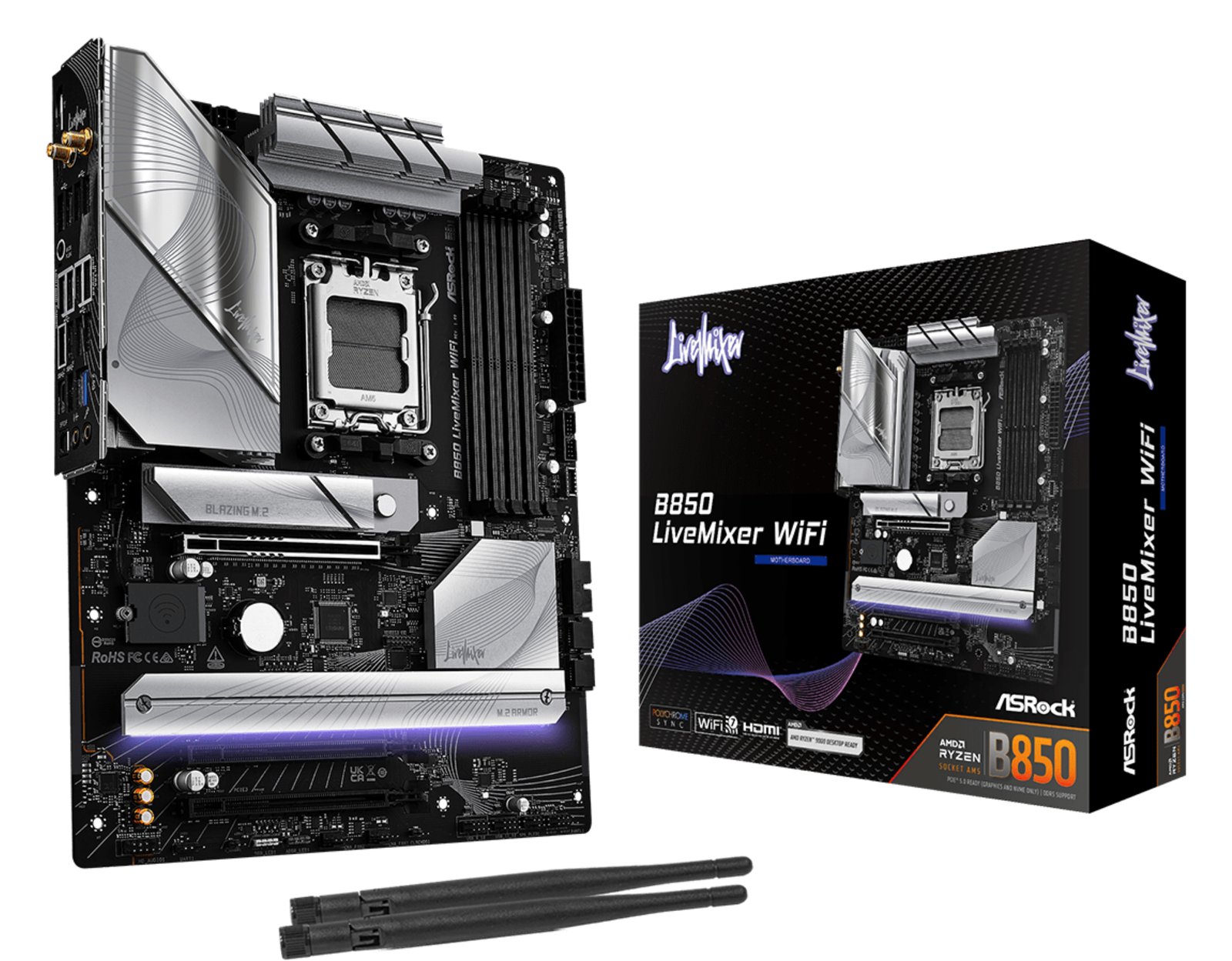 ASRock B850 LIVEMIXER WIFI - Motherboard - ATX - Socket AM5 - AMD B850 Chipsatz - Wi-Fi 7, Bluetooth, 2.5 Gigabit LAN