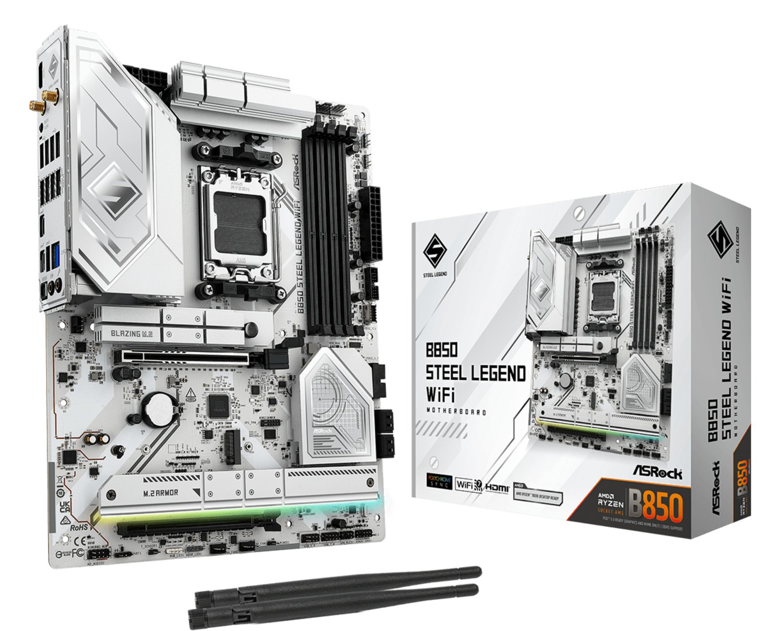ASRock B850 STEEL LEGEND WIFI - Motherboard - ATX - Socket AM5 - AMD B850 Chipsatz - Wi-Fi 7, Bluetooth, 2.5 Gigabit LAN