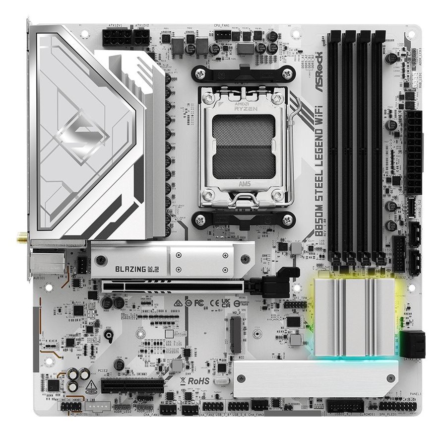 ASRock B850M Steel Legend WiFi AM5 mATX HDMI/DP DDR5 - AMD Sockel AM5 (Ryzen Zen4) - Micro/Mini/Flex-ATX